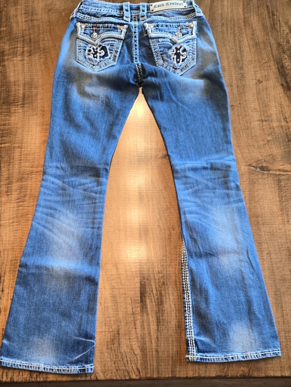 Women’s Rock Revival Blue Embroidered Back-Pocket Jeans